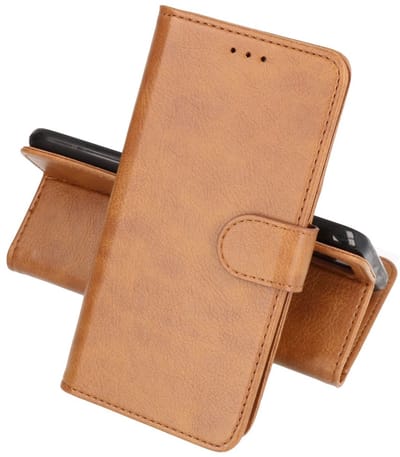 Hoesje Geschikt voor Samsung Galaxy A02s - Kaarthouder Book Case Telefoonhoesje - Bruin