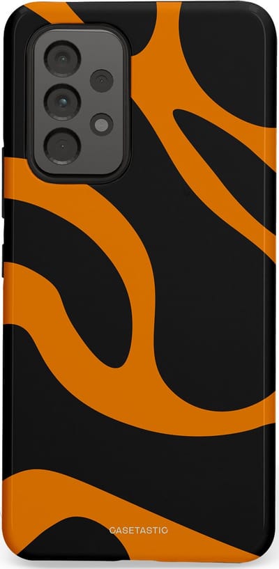 Casetastic hoesje geschikt voor Samsung Galaxy A53 (2022) 5G - Dubbellaagse bescherming - Katachtige Oranje Tijger Strepen - Fashion Case - Zwart Oranje