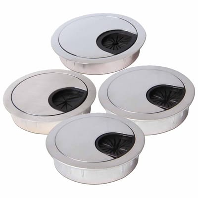 Dailygoods- Kabeldoorvoertule - 4 stuks - Duurzaam - Zinklegering - Roestwerend - Geschikt voor standaard bureauuitsparingen - Eenvoudig te installeren - Kabeldoorvoer