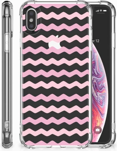Apple iPhone Xs Max Doorzichtige Silicone Hoesje Waves Roze
