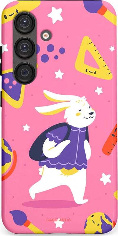 Casetastic hoesje geschikt voor Samsung Galaxy S25 - Dubbellaagse bescherming - Slimme konijnensprongen - Fashion Case - Koraal Geel Roze