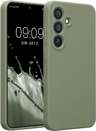kwmobile telefoonhoesje geschikt voor Samsung Galaxy S25 - TPU backcover met siliconen coating - Smartphone case in grijsgroen