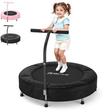 BCAN SP1 - Kinder trampolin - 91 cm, geschikt voor 1-6 jaar - ASTM gecertificeerd met schuimgreep - Beschermende rand voor binnen
