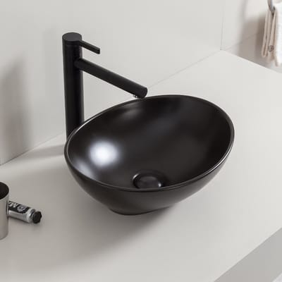 Wiesbaden Barco waskom ovaal 40 x 33 x 14,5 cm keramiek mat zwart