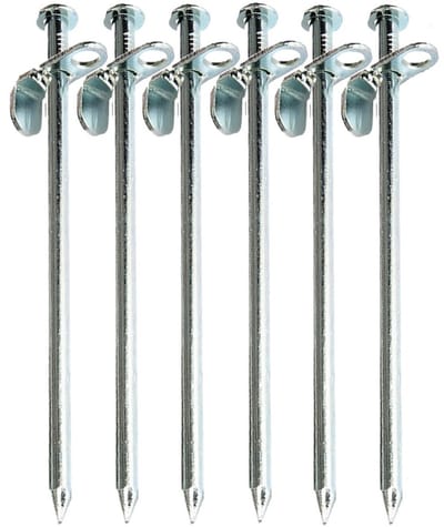 Grondpennen - 6x - 20 cm - tentharingen - metaal - met open oog - rotspen - spijkerharing