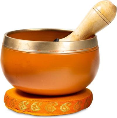 Klankschaal Set - Sacraal Chakra - 2e Chakra - Oranje - Chakra Klankschaal - Cadeau set incl. Klopper en Kussentje