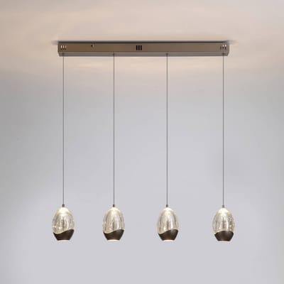Searchlight LED hanglamp Seeds, crèmekleurig, lengte 75 cm, glas 4-lamps.