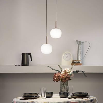 Luce Ambiente Design Hanglamp Eris, lengte 26 cm, bruin/wit, metaal/glas, 2-lamps