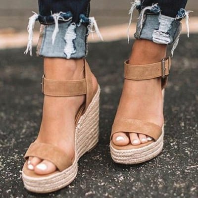 Hoge Hakken Dames Vrije Tijd Sleehak Sandalen Nieuwe Zomer Sandalen Feest Platform Sleehakken Hakken Vismond sandalias 42 brown