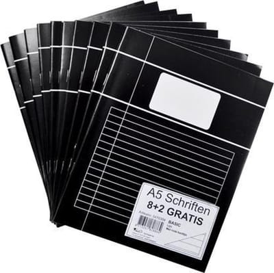 SOHO Schriften - A5 formaat - 70 grams papier - Met kantlijn - Zwart - Lijn - 80 bladzijden - 10 stuks