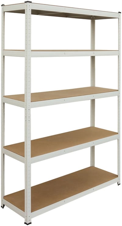 Zware stelling - wit-bruin - 120x200x40 cm - staal - met verstelbare legborden