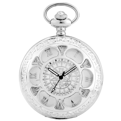 Zakhorloge Quartz Zilver – Pocket watch Met ketting - Quartz zakhorloge met Romeinse cijfers