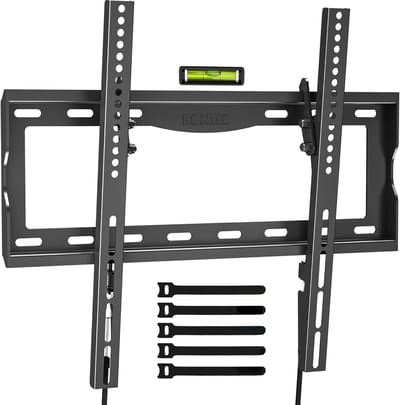 Universele Kantelbare TV Muurbeugel voor 26-65 inch LCD/LED/OLED Schermen tot 55 kg, Zwarte Slanke Bevestiging met VESA 400x400 mm, Inclusief Niveau en Kabelmanagement