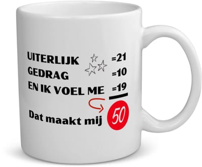 Akyol - 50 jaar sarah en abraham cadeau - koffiemok - theemok - Hoera 50 jaar - 50 jaar cadeau - jubileum man en vrouw - met opdruk - - grappige tekst - jarig - verjaardag - - 350 ML inhoud