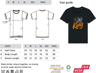 T Shirt Heren en Dames Koningsdag 2023 - King - Zwart - S