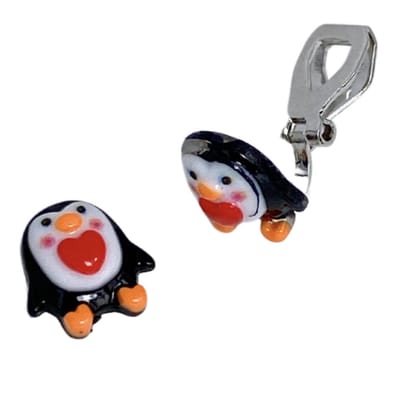 Klem oorbellen- Pinguïn- Zilverkleur- kinderen- Geen gaatje- geen gaatje- Charme Bijoux
