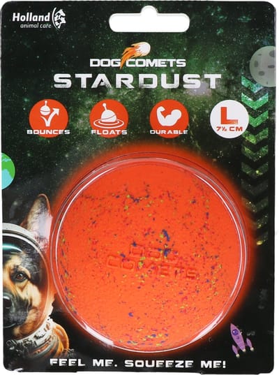 Dog Comets Stardust Ø 7,5 cm - Hondenspeelgoed - 100% Rubber - Hondenbal Large - Tennisbal - 1 stuk - Oranje