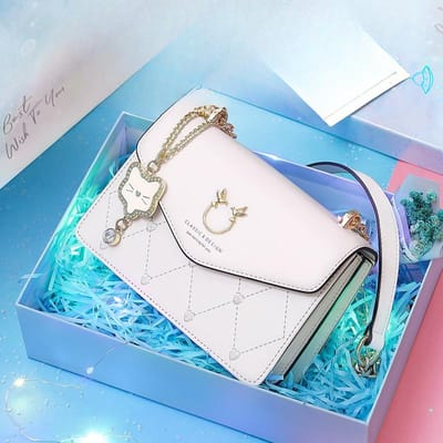 Nieuwe Herfst en Winter Echt Leer Dames Crossbody Tas Ketting Schouder Kleine Vierkante Tas Onderarm Tas gray