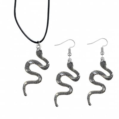 Set -ketting -zilver-oorbellen slang - zilverkleur-Charme Bijoux