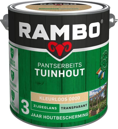 Rambo Pantserbeits Tuinhout Zijdeglans Transparant - Gelijkmatig Vloeiend - Kleurloos - 2.5L