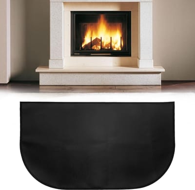 Haardtapijt - Vloerbeschermer - Open haard veiligheid - Drievoudige vuurvaste laag - 102 x 50 cm - Zwart
