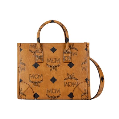 MCM München Visetos Maxi Logo Ontwerp Tote Tas Boodschappentas Gecoat Canvas Napa Leer Handvat Crossbody Tas Kleine Unisex Tote Tassen MWTDABO01CO001 Basic Set (Bag+Dust Bag) brown