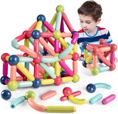 Kraftverdia® - Magnetisch Speelgoed-Magnetische bouwset-Montessori speelgoed-Niet geschikt voor LEGO - Stapelen van speelgoed-Geschikt voor jongens en meisjes vanaf 3 jaar-Magnetische ballen en stokken-42 STUKS-Geschenk