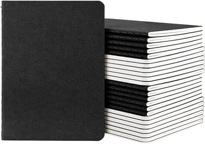 SnelShoppen - Notitieboek A6 24 stuks geruit 5 mm mini notitieblok 10 x 14 cm 60 pagina's 100 g/m² papier zwart softcover dagboek notitieblokken