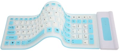 Dailygoods - Siliconen Toetsenbord - Draadloos - Waterdicht - Blauw - Flexibel Computertoetsenbord - Geschikt voor Laptop en PC - 103 Toetsen