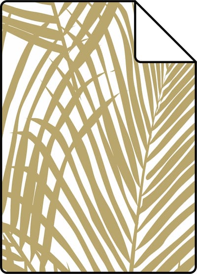 Proefstaal ESTAhome behang palmbladeren goud en wit - 26.5 x 21 cm - 139301-S