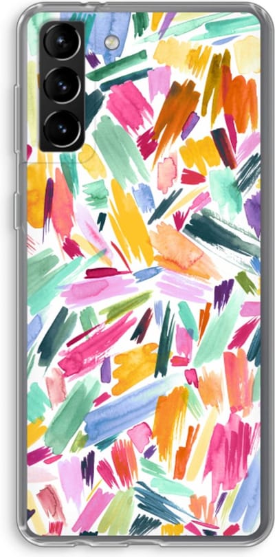 Hoesje geschikt voor Samsung Galaxy S21 Plus hoesje - Watercolor Brushstrokes - Soft Cover Telefoonhoesje - Bescherming aan alle Kanten en Schermrand