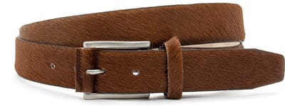 Cognac leer (hairon) jeans riem 3,5cm met beklede gesp - Dames riem - Leer (Hairon) - Jeans riem - Sportief - Maat 90