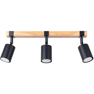 Sollux Lighting Plafondlamp Fager - GU10 - zwart/natuurlijk hout - staal/natuurlijk hout - 17.2x54x6cm