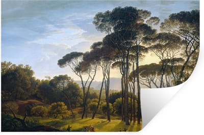 Muurstickers - Sticker Folie - Italiaans landschap met parasoldennen - Kunst - Oude meesters - 30x20 cm - Plakfolie - Muurstickers Kinderkamer - Zelfklevend Behang - Zelfklevend behangpapier - Stickerfolie