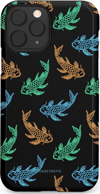 Casetastic hoesje geschikt voor Apple iPhone 11 Pro - Dubbellaagse bescherming - Neon Koi - Fashion Case - Zwart Petrol Donkergroen Bruin