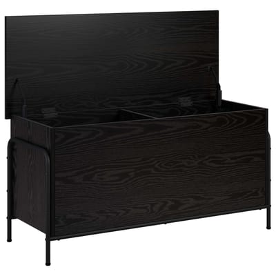 vidaXL - Opbergbox - Zwart - eiken - 80 - x - 40 - x - 49,5 - cm - Bewerkt - hout