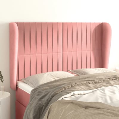 vidaXL - Hoofdbord - met - randen - 147x23x118/128 - cm - fluweel - roze