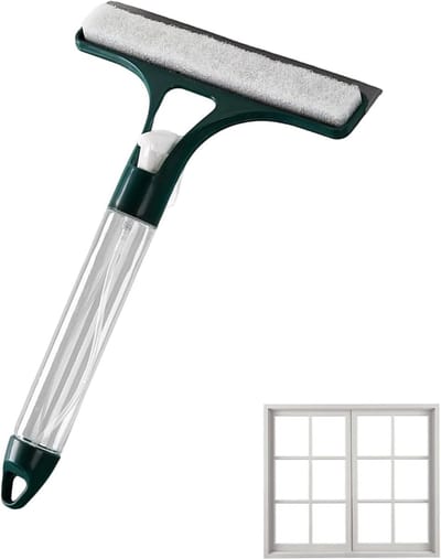 Glaswisser Raamtrekker - Reinigingswisser Huishouden - Streeploos Reinigen - Met Ingebouwde Sproeier - 32 x 20 cm - Wit