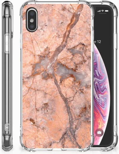Apple iPhone Xs Max Anti-Shock Hoesje Marmer Oranje