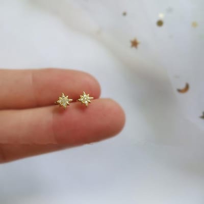 Boucles d'oreilles à tige coréennes légères et luxueuses en argent sterling S925 avec étoile en cristal pour femmes, bijoux tendance et exquis au quotidien argenté