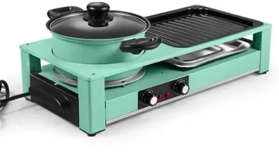 M-Goods - Elektrische BBQ Grill & Hotpot - 3-in-1 Gourmetstel - Tafelgrill - Hot Pot - Teppanyaki - 2200W