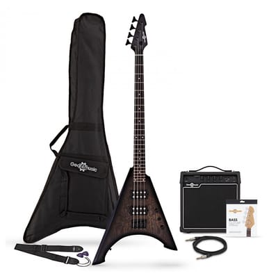 Harlem V Basgitaar + 15 W Versterkerpakket, Trans Black