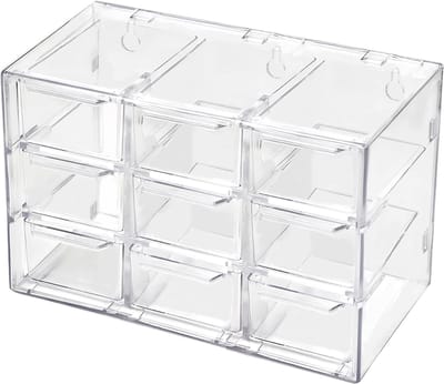 Famanu – Bureau ladekast met 9 laden – Stapelbare kunststof organizer voor make-up, sieraden en accessoires