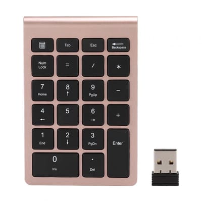 Jhubersproducts - Draadloos Ergonomisch Toetsenbord - Mini Toetsenbord - 2.4G Draadloos - Roségoud - Cijfertoetsen - Geschikt voor Android en Mac OS