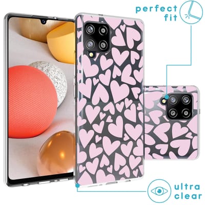 imoshion Hoesje - Geschikt voor Samsung Galaxy A42 - Design hoesje - Full of Hearts Pink