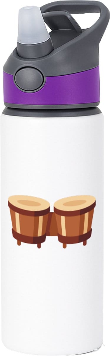 Hacebo® - Drumset waterfles met rietje paars - Drum - Dieren liefhebbers - trommel - muziek - muzikant - slaginstrument - water fles - 650ML
