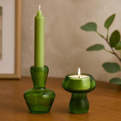 Ancient Wisdom - Waxinelichtjeshouder - Set van 2 theelichthouders met paddenstoelmotief - theelichthouder - decoratie - sfeerverlichting - kaarsenhouder - interieur