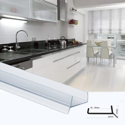 DQ-PP Abdichtingsprofiel - Keukenplint afdichtstrip - 16mm x 3m - Transparant - Vocht- en stofbescherming - Plintprofiel PVC