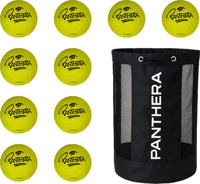Panthera - Burner bal - Set van 10 - Inclusief ballentas - Zachte handbal - 13 cm - Geel - Handbal - Street handbal - Straat handbal