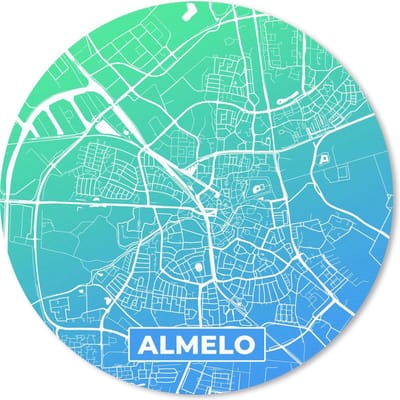 Muismat rond 20x20 cm - Mousepad Stadskaart - Almelo - Nederland - Blauw - Ronde muismatten